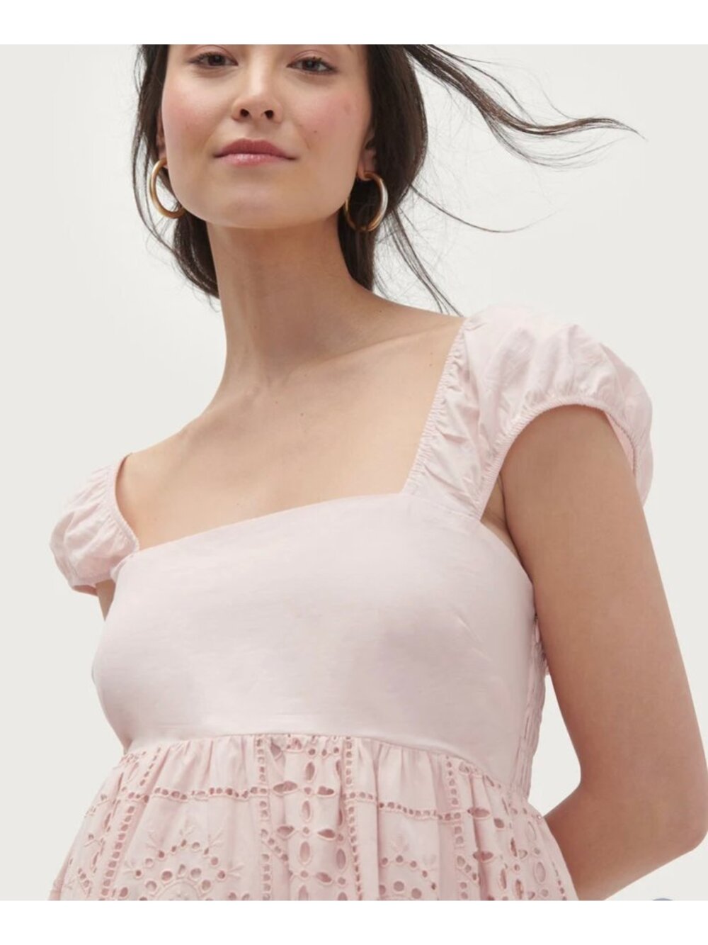 NWT HATCH THE IVY EYELET MIDI DRESS cotton pink SZ1 BUST up to 37in